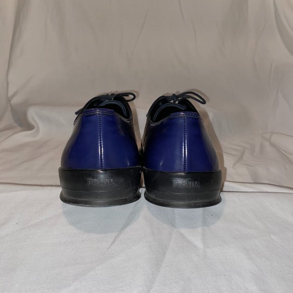 Blue Prada Square Toe Oxfords - Picture 5 of 8